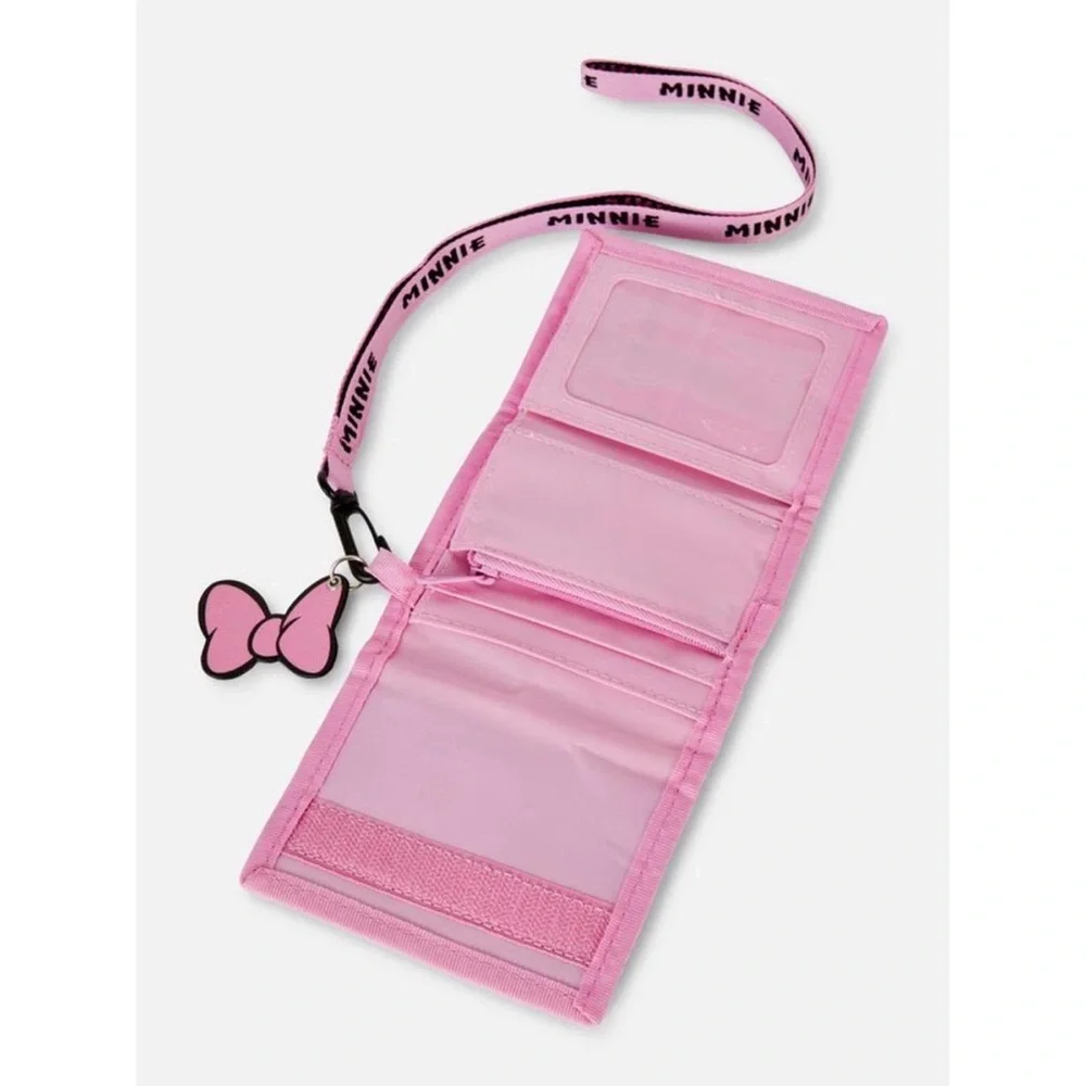 Disney Minnie Mouse Pink Pastel Lanyard Tri-Fold Wallet Official Merch